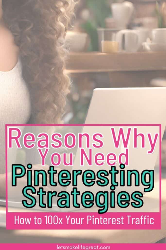 woman working on computer with pinterest