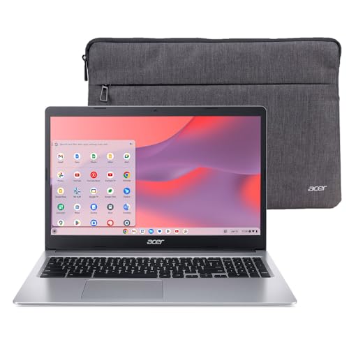 Acer Chromebook 315 CB315-3H-C19A Laptop Intel Celeron N4000 15.6 HD (1366 x 768) Display | 4GB LPDDR4 | 64GB eMMC | Intel Wireless 802.11ac Gigabit Wi-Fi | Chrome OS | Sleeve | Pure Silver