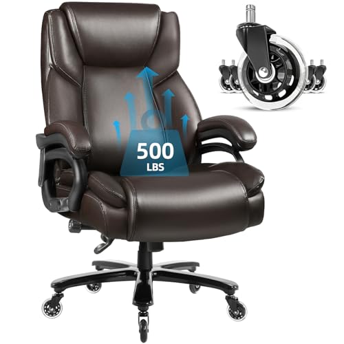 VITESSE 500lbs Heavy Duty Office Chair for Low Back Pain Relief, Bid and Tall Office Chair with Ergonomic Lumbar Support, High Back Executive Chair with Quiet Rubber Wheel
