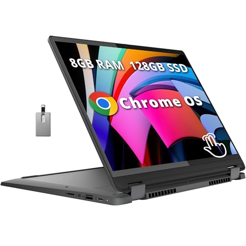 Lenovo IdeaPad Flex 5i 14" FHD 2-in-1 Touchscreen Laptop, Intel i3-1315U, 8GB RAM, 128GB SSD, Intel UHD Graphics, Backlit Keyboard, Webcam, Wi-Fi 6E, Chrome OS, Gray, 128GB Hotface USB Card