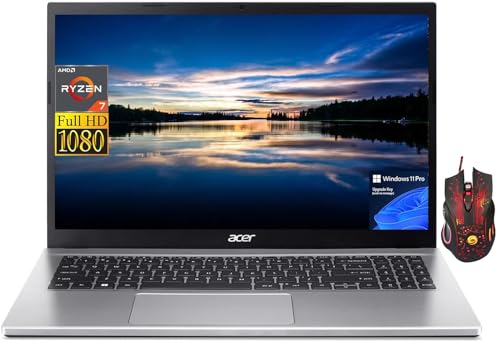 acer 2024 Aspire 3 Laptop for Business and Students, 15.6" FHD Display, AMD Ryzen 7-5700U(8 cores), 16GB RAM, 1TB SSD, AMD Radeon Graphics, Wi-Fi 6, Windows 11 Pro, with Gaming Mouse