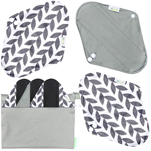 wegreeco Reusable Menstrual Pads - Reusable Sanitary Pads | Reusable Panty Liners | Soft Cloth Menstrual Pads - 6 Pack with 1 Cloth Mini Wet Bag (Large, Luxury)