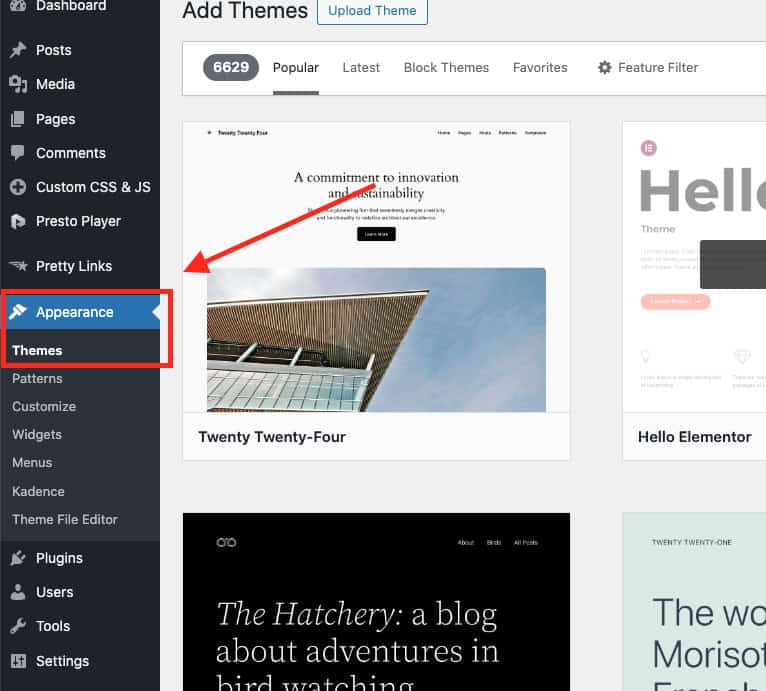 screenshot of how to customize your wordpress theme