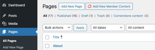 how to add a new web page in wordpress