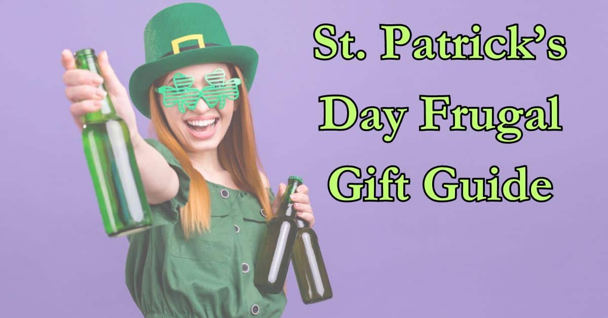 woman holding empty bottles with St. Patrick's day attire on